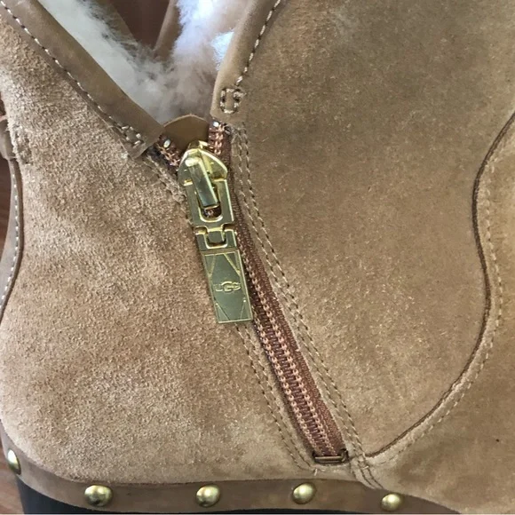 UGG Cam II Suede / Sheepskin Clog Heel Ankle Booties Boots Chestnut US 9… - Picture 9 of 13